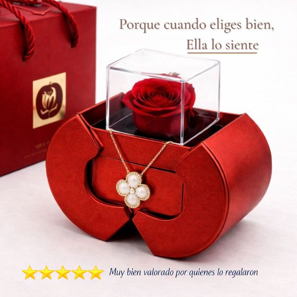 Pack Detalles Amor que Enamoran Rosa en Estuche + Collar Elegante