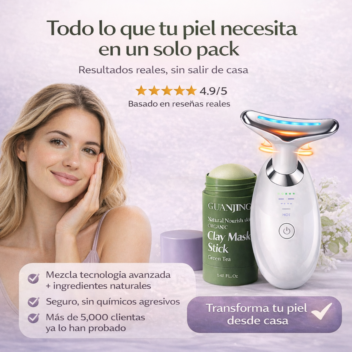 Pack Ritual Facial Rejuvenecedor EMS + Mascarilla Té Verde